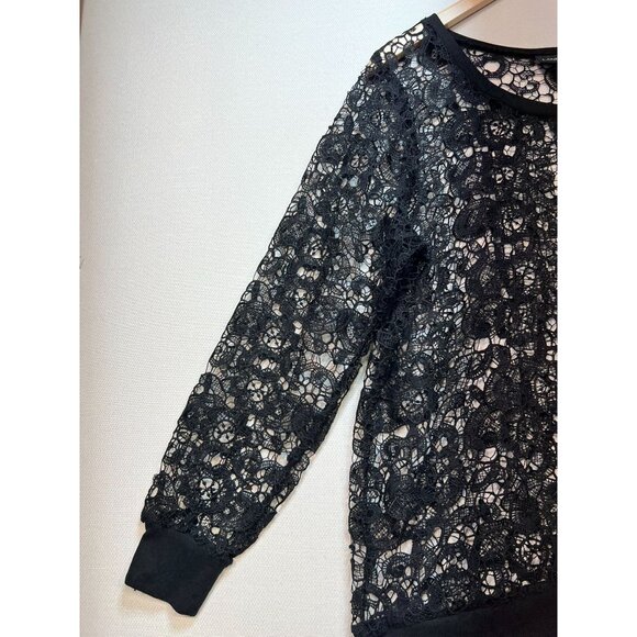 Lane Bryant Women's Crochet Lace Casual Top Long Sleeve Stretch Size 14/16 Black - Picture 7 of 12
